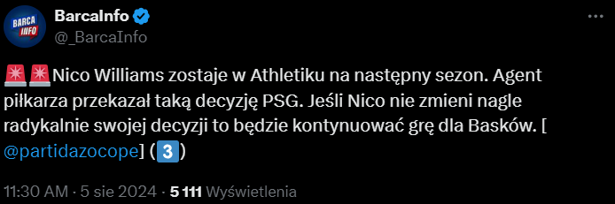 Nico Williams WYBRAŁ klub na nowy sezon! WSZYSTKO JUŻ JASNE!